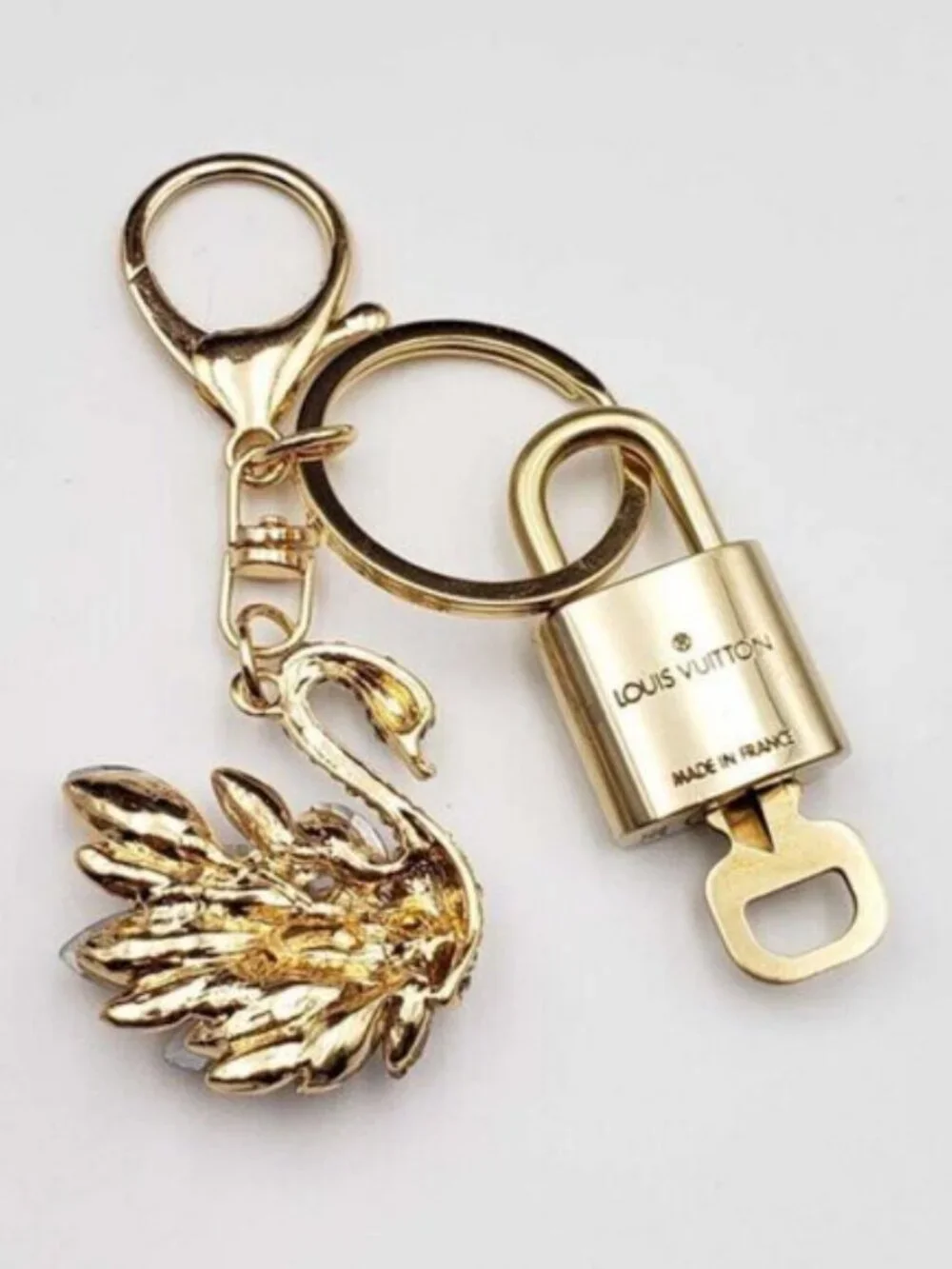 Louis Vuitton Gold Padlock 🔑 Authentic LV Unbranded Swan Keychain Bag Charm
